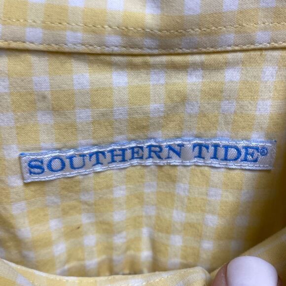 Southern Tide Yellow Check Button Down Shirt Size Small - Picture 4 of 7